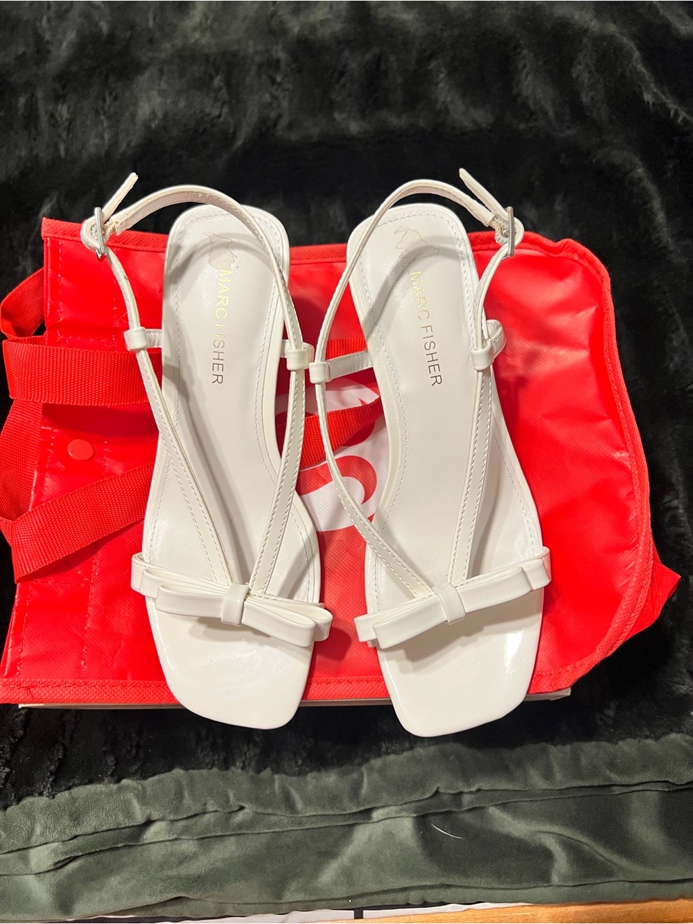 Marc Fisher White Bow Slingback Sandal